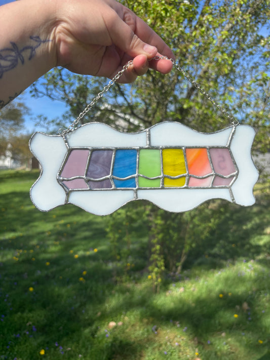 Rainbow Pill Organizer Stained Glass Sun Catcher