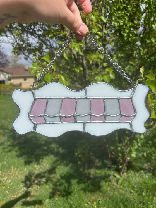 Purple & Gray Stained Glass Pill Organizer Sun Catcher