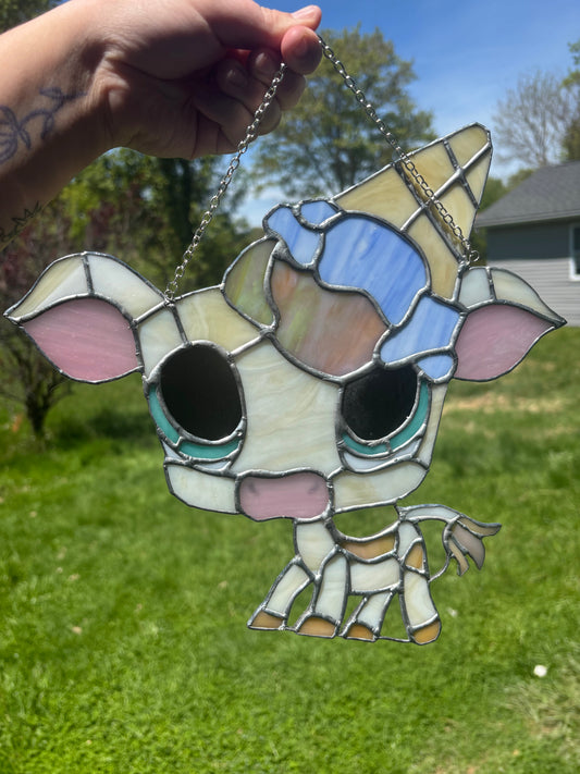 Ice Cream Cow Stained Glass Sun Catcher
